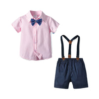 Load image into Gallery viewer, 2 Pieces Set Baby Kid Boys Striped Bow Shirts And Solid Color Rompers Wholesale 220411223

