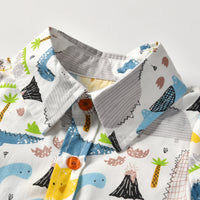 Load image into Gallery viewer, 2 Pieces Set Baby Kid Boys Flower Cartoon Bow Print Shirts And Solid Color Shorts Suits Wholesale 220411238
