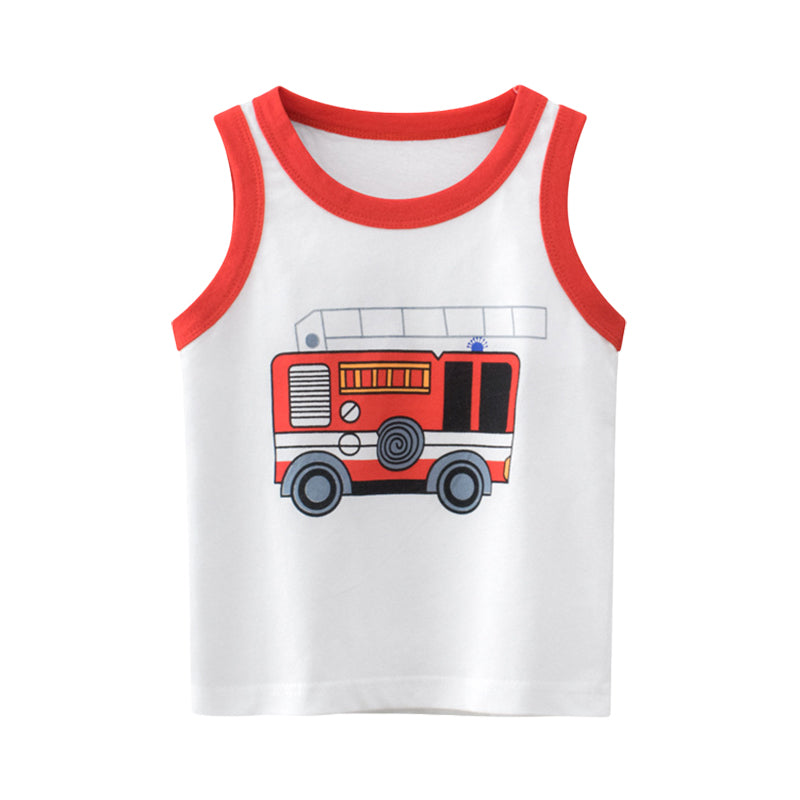 Baby Kid Boys Car Cartoon Print Tank Tops Wholesale 220411273