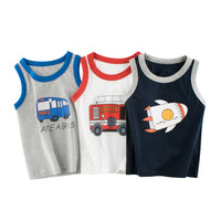 Load image into Gallery viewer, Baby Kid Boys Car Cartoon Print Tank Tops Wholesale 220411273
