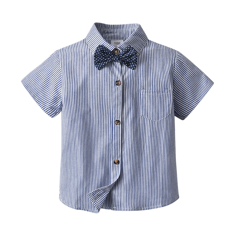 Baby Kid Boys Striped Bow Shirts Wholesale 220411297