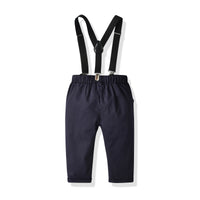 Load image into Gallery viewer, 2 Pieces Set Baby Kid Boys Dressy Birthday Party Bow Print Shirts And Solid Color Jumpsuits Wholesale 220411299
