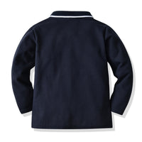 Load image into Gallery viewer, 2 Pieces Set Baby Kid Boys Solid Color Bow Polo Shirts And Jumpsuits Wholesale 220411301
