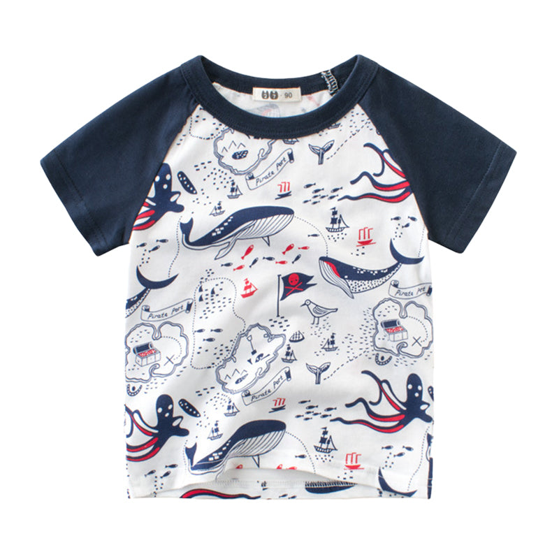 Baby Kid Unisex Color-blocking Cartoon T-Shirts Wholesale 22041131