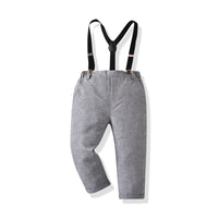 Load image into Gallery viewer, 2 Pieces Set Baby Kid Boys Birthday Party Color-blocking Bow Shirts And Solid Color Jumpsuits Wholesale 220411324
