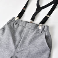 Load image into Gallery viewer, 2 Pieces Set Baby Kid Boys Birthday Party Color-blocking Bow Shirts And Solid Color Jumpsuits Wholesale 220411324
