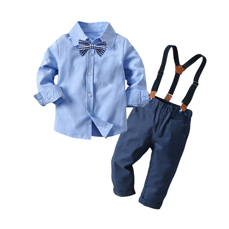 2 Pieces Set Baby Kid Boys Dressy Solid Color Shirts And Jumpsuits Wholesale 220411333