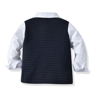 Load image into Gallery viewer, 2 Pieces Set Baby Kid Boys Dressy Color-blocking Bow Shirts And Solid Color Jumpsuits Wholesale 220411338
