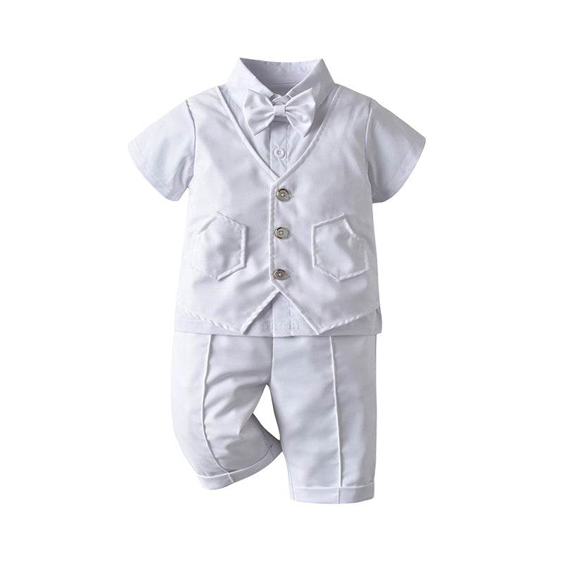3 Pieces Set Baby Kid Boys Dressy Solid Color Shirts Vests Waistcoats And Pants Wholesale 220411349