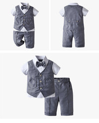 Load image into Gallery viewer, 3 Pieces Set Baby Kid Boys Dressy Solid Color Shirts Vests Waistcoats And Pants Wholesale 220411349

