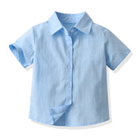 Load image into Gallery viewer, 2 Pieces Set Baby Kid Boys Dressy Solid Color Shirts And Striped Rompers Wholesale 220411352
