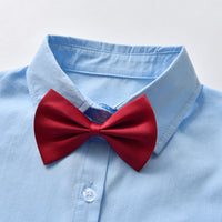 Load image into Gallery viewer, 2 Pieces Set Baby Kid Boys Dressy Solid Color Shirts And Striped Rompers Wholesale 220411352
