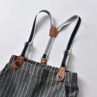 Load image into Gallery viewer, 2 Pieces Set Baby Kid Boys Dressy Solid Color Shirts And Striped Rompers Wholesale 220411352
