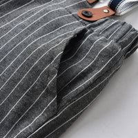 Load image into Gallery viewer, 2 Pieces Set Baby Kid Boys Dressy Solid Color Shirts And Striped Rompers Wholesale 220411352
