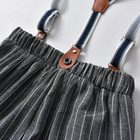 Load image into Gallery viewer, 2 Pieces Set Baby Kid Boys Dressy Solid Color Shirts And Striped Rompers Wholesale 220411352
