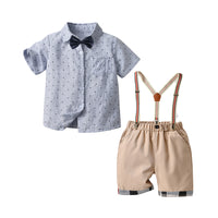 Load image into Gallery viewer, 2 Pieces Set Baby Kid Boys Star Bow Shirts And Striped Rompers Wholesale 220411374
