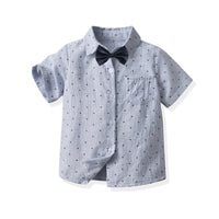 Load image into Gallery viewer, 2 Pieces Set Baby Kid Boys Star Bow Shirts And Striped Rompers Wholesale 220411374
