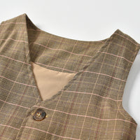 Load image into Gallery viewer, 3 Pieces Set Baby Kid Boys Birthday Party Bow Shirts Checked Vests Waistcoats And Pants Wholesale 22041143
