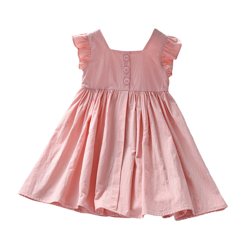 Baby Kid Girls Solid Color Dresses Wholesale 220411458