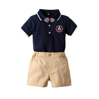 Load image into Gallery viewer, 2 Pieces Set Baby Boys Bow Embroidered Rompers And Solid Color Shorts Wholesale 22041146
