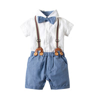 Load image into Gallery viewer, 2 Pieces Set Baby Boys Bow Shirts And Color-blocking Rompers Wholesale 22041149
