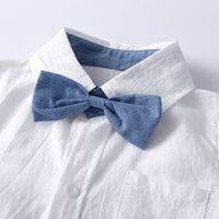 Load image into Gallery viewer, 2 Pieces Set Baby Boys Bow Shirts And Color-blocking Rompers Wholesale 22041149
