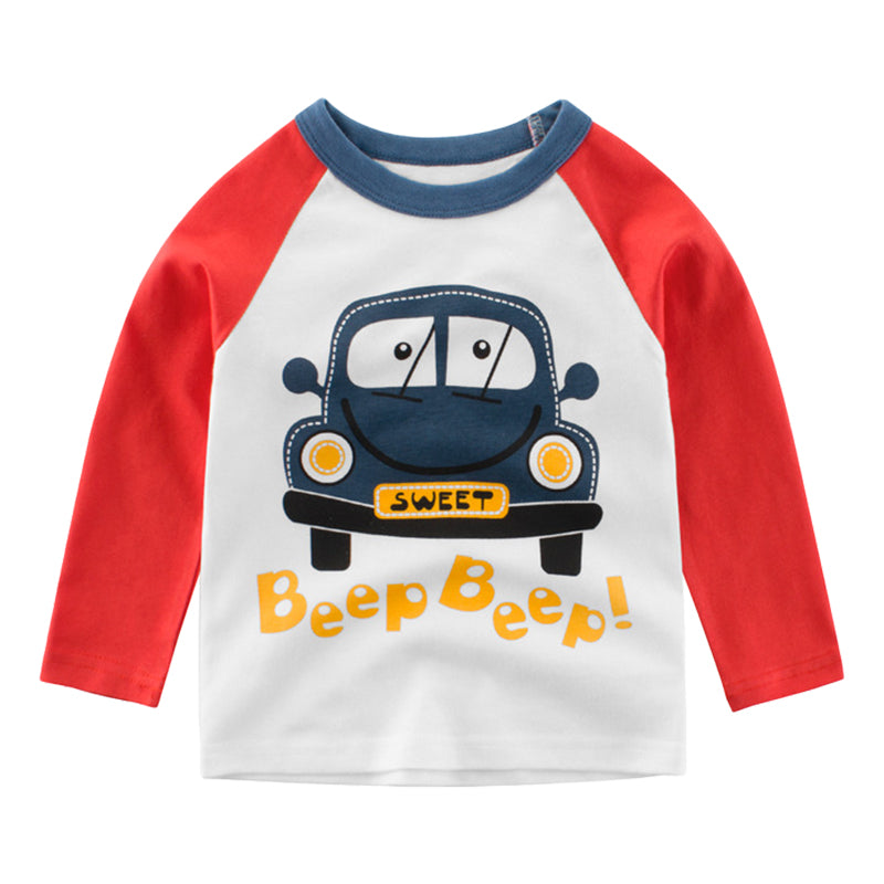 Baby Kid Boys Letters Car Cartoon Print Tops Wholesale 22041178