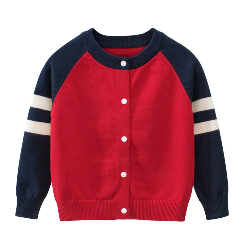 Baby Kid Boys Striped Color-blocking Crochet Cardigan Wholesale 22041181