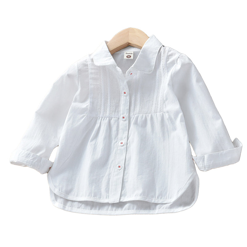 Baby Kid Girls Solid Color Blouses Wholesale 22041189