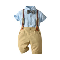 Load image into Gallery viewer, 2 Pieces Set Baby Kid Boys Checked Bow Shirts And Shorts Wholesale 22041194
