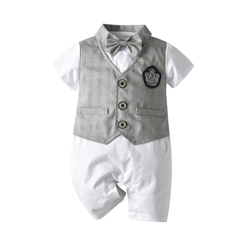 Baby Boys Color-blocking Bow Jumpsuits Wholesale 22041197