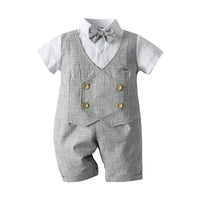 Load image into Gallery viewer, 2 Pieces Set Baby Kid Boys Solid Color Bow Tops And Shorts Wholesale 22041198
