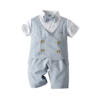 Load image into Gallery viewer, 2 Pieces Set Baby Kid Boys Solid Color Bow Tops And Shorts Wholesale 22041198
