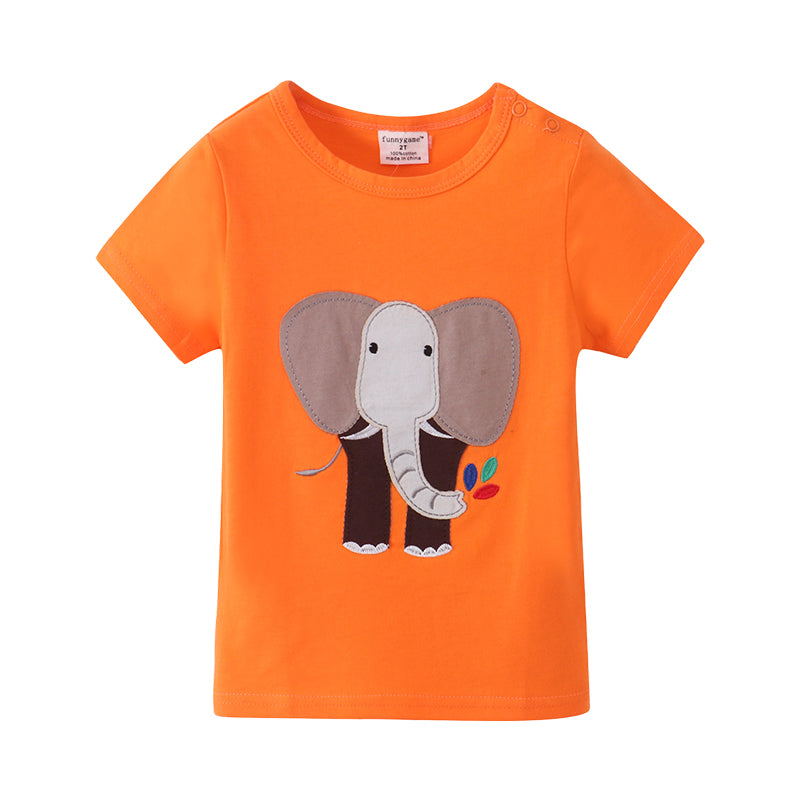 Baby Kid Boys Animals Embroidered T-Shirts Wholesale 22041204
