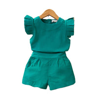 Load image into Gallery viewer, 2 Pieces Set Baby Kid Girls Solid Color Tops And Shorts Wholesale 22041206
