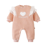 Load image into Gallery viewer, Baby Girls Color-blocking Love heart Embroidered Alphabet Jumpsuits Wholesale 220412107
