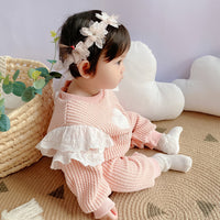 Load image into Gallery viewer, Baby Girls Color-blocking Love heart Embroidered Alphabet Jumpsuits Wholesale 220412107
