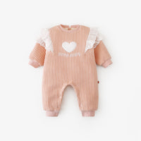 Load image into Gallery viewer, Baby Girls Color-blocking Love heart Embroidered Alphabet Jumpsuits Wholesale 220412107
