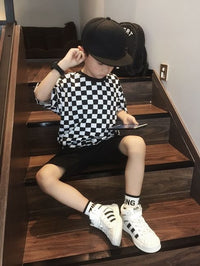 Load image into Gallery viewer, Kid Boys Color-blocking Checked T-Shirts Wholesale 220412114
