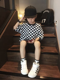Load image into Gallery viewer, Kid Boys Color-blocking Checked T-Shirts Wholesale 220412114
