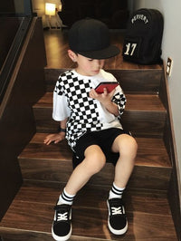Load image into Gallery viewer, Kid Boys Color-blocking Checked T-Shirts Wholesale 220412114
