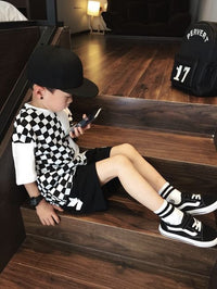 Load image into Gallery viewer, Kid Boys Color-blocking Checked T-Shirts Wholesale 220412114
