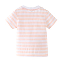 Load image into Gallery viewer, Baby Kid Girls Striped Cartoon Embroidered T-Shirts Wholesale 220412120
