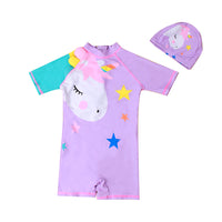 Load image into Gallery viewer, Kid Girls Star Unicorn Print Beach Jumpsuits Swimwears Wholesale 220412131
