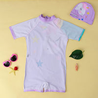Load image into Gallery viewer, Kid Girls Star Unicorn Print Beach Jumpsuits Swimwears Wholesale 220412131
