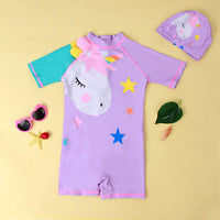 Load image into Gallery viewer, Kid Girls Star Unicorn Print Beach Jumpsuits Swimwears Wholesale 220412131
