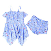 Load image into Gallery viewer, 2 Pieces Set Kid Girls Beach Print Tank Tops And Shorts Wholesale 220412134

