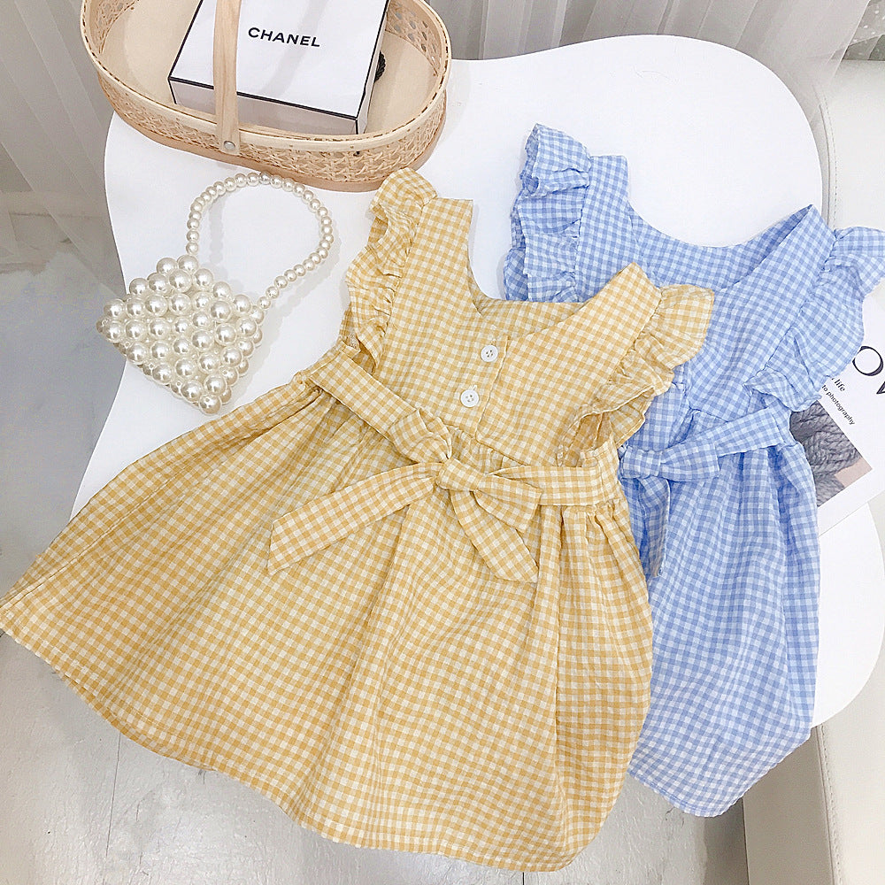 Baby Kid Girls Checked Dresses Wholesale 220412146