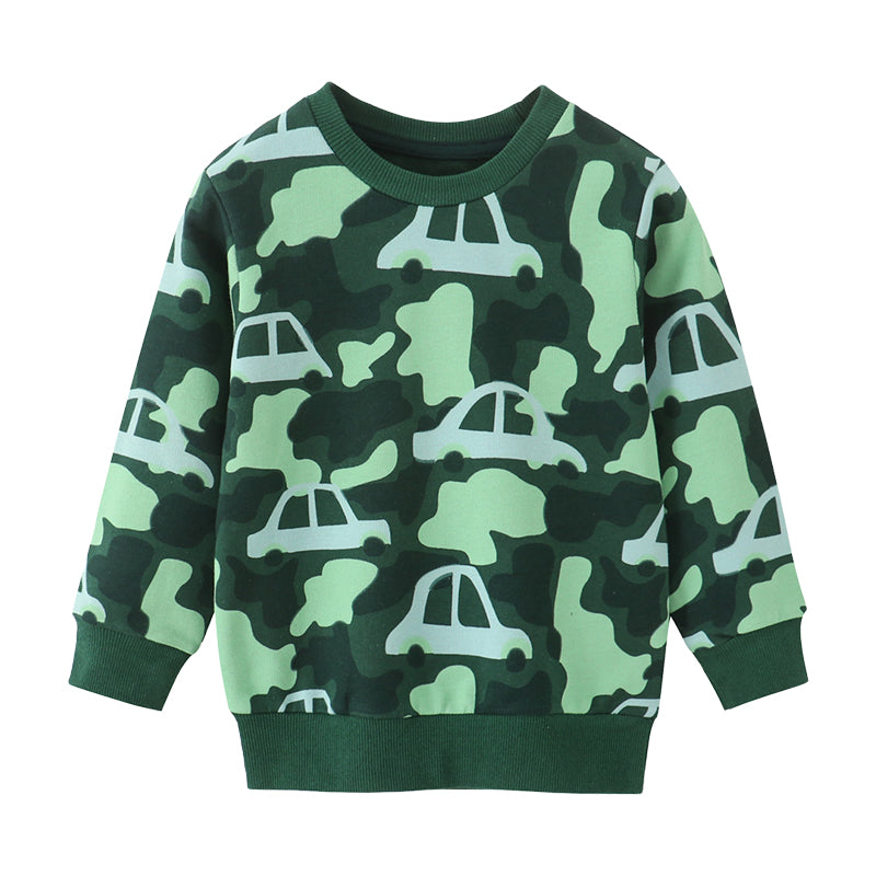 Baby Kid Boys Car Print Hoodies Swearshirts Wholesale 220412164