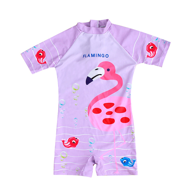 Girls Flamingo Cartoon Print Beach Rompers Swimwears Wholesale 220412183